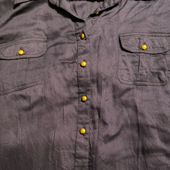 NWT Allison Brittney navy midi shirt dress - Picture 6 of 7